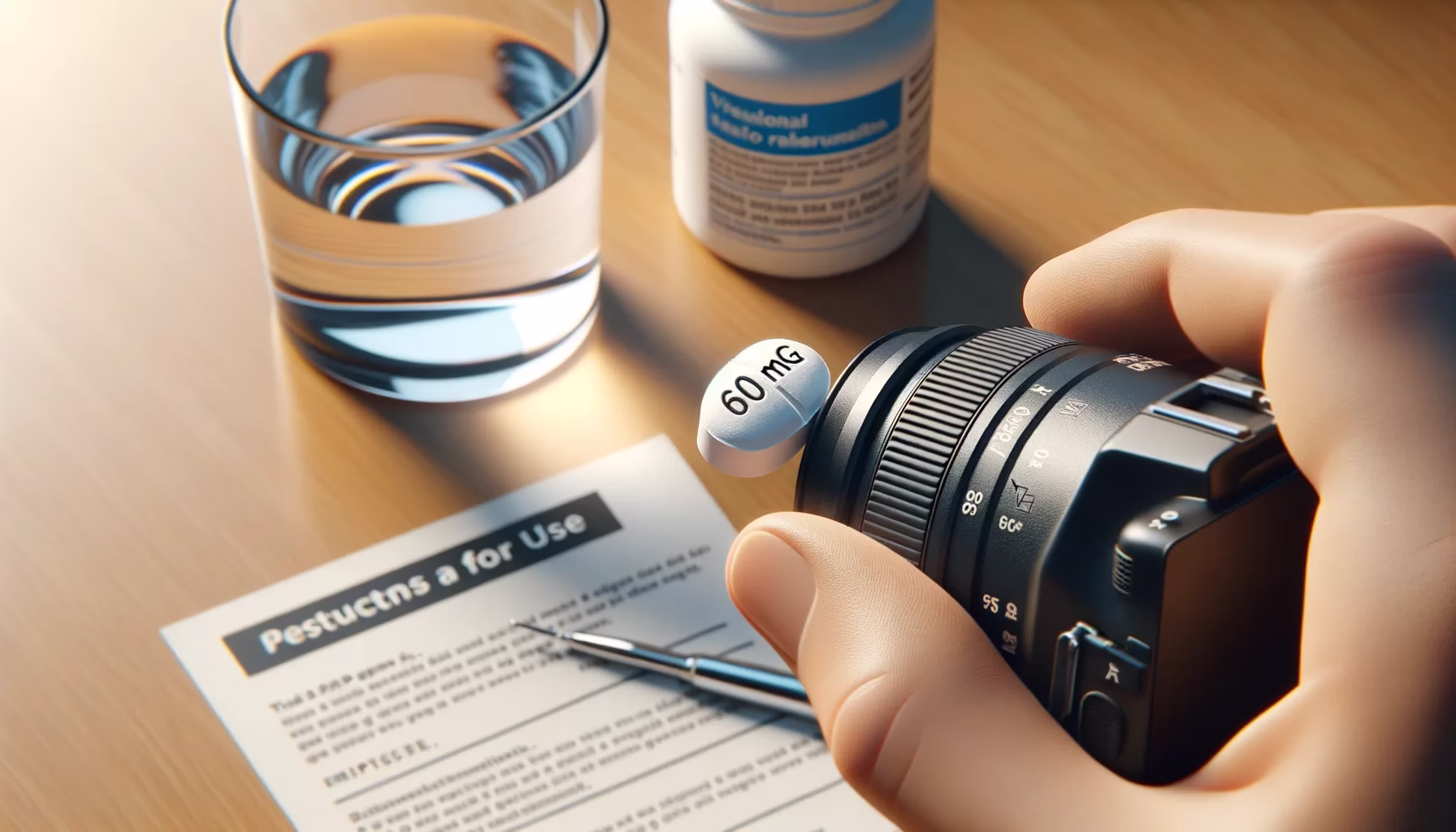 Tableta ibuprofena 600 mg na roki z napisom o varni uporabi.