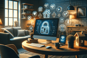 Ponazoritev kibernetske varnosti doma z gesli in avtentikacijo.