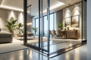 Različne vrste talnih vodil za drsna vrata ter primeri njihovega pravilnega nameščanja.