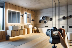 Sodobna, minimalistična kopalnica, ki prikazuje trende za leto 2024